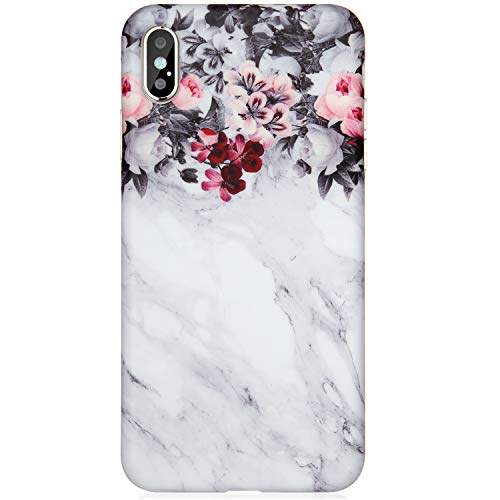 Product Cover VIVIBIN iPhone Xs Max Case 6.5 inch for Women Girls, Xs Max iPhone Case Clear Bumper Soft Silicone Rubber TPU Cover Slim Fit Protective Phone Case for iPhone Xs Max 6.5 inch Grey Marble Flower
