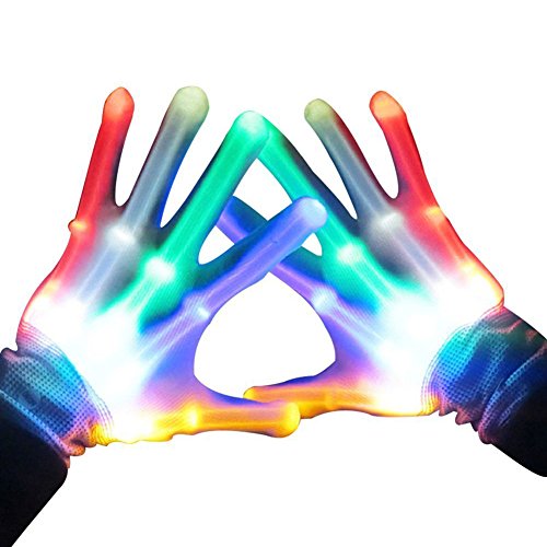 Product Cover Iyoyo LED Gloves Flashing LED Skeleton Gloves Light Up Hand Gloves for Halloween Costume Party Concert, Light Show, 1 Pair, White