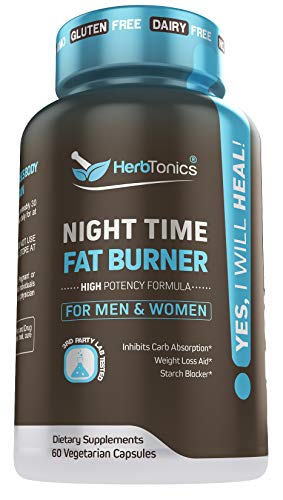 Product Cover Weight Loss Pills Fat Burner for Night Time + Sleep Aid for Women and Men Appetite Suppressant Supplement and Metabolism Boost with Melatonin Non-GMO 60 Vegan Capsules