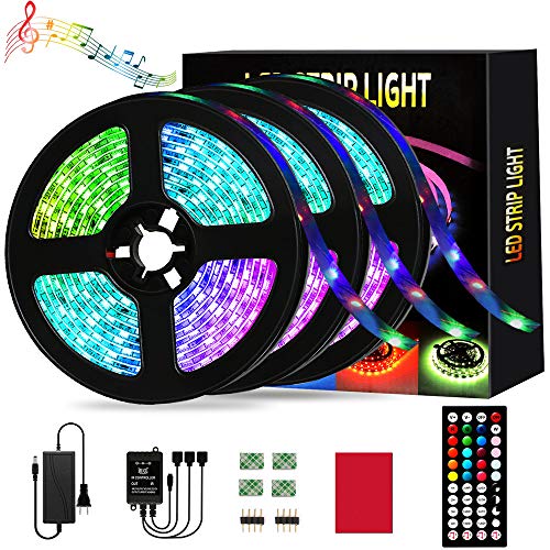 Product Cover LED Strip Lights, Borllyem RGB LED Light Strip 29.53ft/9M Music Sync RGB LED Strip,5050 SMD Color Changing LED Strip Lights with 44 Key Timing IR Remote Rope Light Strip Kit LED Lights for Room Party