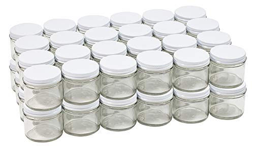 Product Cover Pinnacle Mercantile 2 oz Glass Jars Containers Spice Straight Sided with White Metal Lids 48 ct case