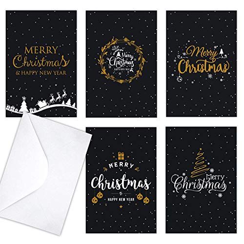 Product Cover Merry Christmas Greeting Cards Bulk Box Set-Set of 30 cards - 6 of each design, versed inside with envelopes