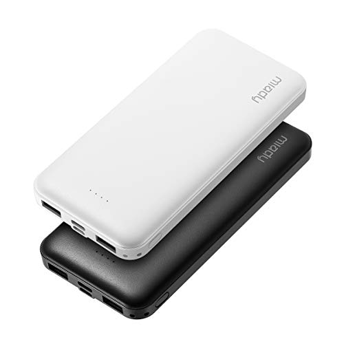 Product Cover 2-Pack Miady 10000mAh Dual USB Portable Charger, Fast Charging Power Bank with USB C Input, Backup Charger for iPhone X, Galaxy S9, Pixel 3 and etc