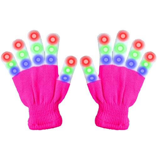 Product Cover Christmas Gifts for Kids, Viposoon Led Gloves for Kids Gifts for 4 5 6 7 8 9 10 Year Old Girls, Fun Gifts for 5-14 Year Old Girls Birthday Gifts for 3-12 Year Old Girls - Pink