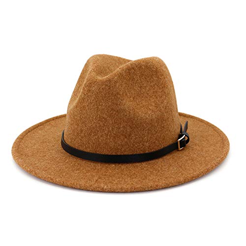 Product Cover Lisianthus Womens Classic Wool Fedora with Belt Buckle Wide Brim Panama Hat