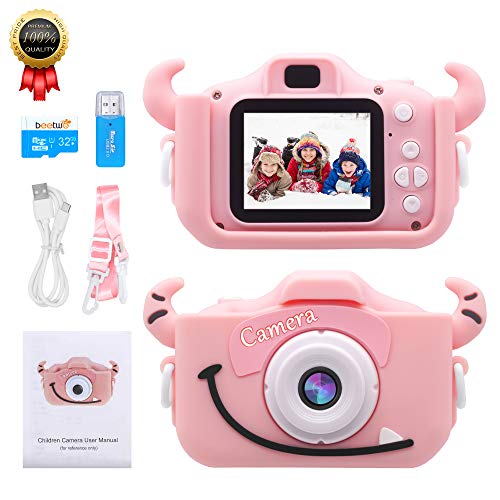 Product Cover BeeTwo Kids Digital Cameras, 2.0 Inches IPS Screen 12MP HD Kids Video Camera Children Toy Camera Mini Cartoon Camcorder for 3-12 Years Boys Girls with 32GB SD Card