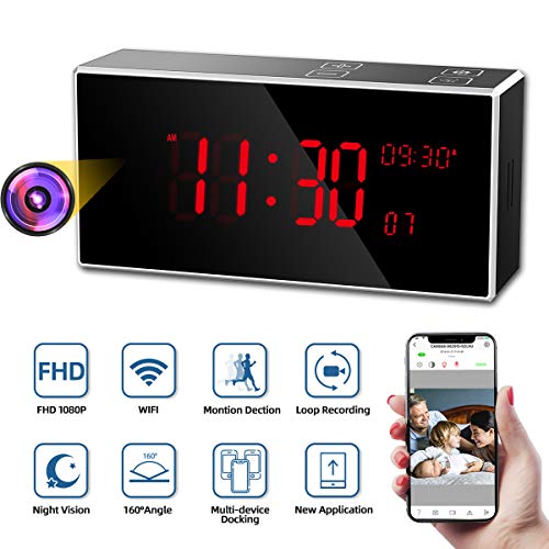 Product Cover Hidden Camera, Monja PRO Spy Camera Clock, Real 1080P WiFi Cameras for Home, 160°Angle Wireless Nanny Cam, Superior 33FT IR Night Vision, Monitoring Detection, Loop Recording for Indoor Home Security