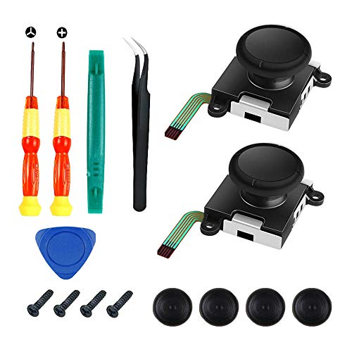 Product Cover Innoo Tech 2 Pack 3D Joystick Analog Thumb Stick Replacements for NS Nintendo Switch Joy-Con Right Left Switch Controller with Repair Tools Tri-Wing, Cross Screwdriver, Pry Tools ,Thumbstick Caps