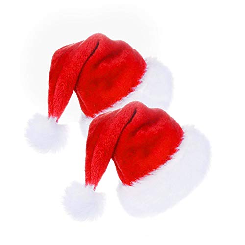 Product Cover Santa Hats for Adults Bulk, Christmas Hats for Women Men Plush Red Velvet Double Layer, Santa Hats Support Max Head Size, Christmas Hats for Christmas Parties, Christmas Concert
