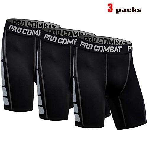 Product Cover YATHQ Men's Compression Shorts 3 Pack, Cool Dry Sports Tight Shorts for Workout Running Training