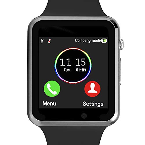 Product Cover Smart Watch Phone, Smartwatch with SD Card SIM Card Slot Text Call Reminder Camera Music Player Pedometer Compatible with Android Samsung and iPhone(Partial Functions) for Men Women Kids