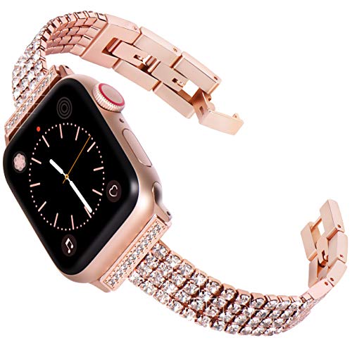 Product Cover Fullife Compatible for Apple Watch Band 40mm Series 4 Replacement for Apple Watch Bands 38mm Women Diamond Bracelet Compatible with Apple Watch Series 5 Band, Rose Gold