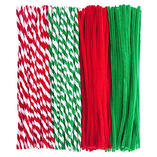 Product Cover Livder 400 Pieces Christmas Pipe Cleaners Chenille Stems for DIY Art Crafts Decorations Supplies, Red Green White