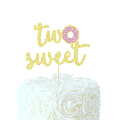 Product Cover Two Sweet Cake Topper Donut Doughnut Second Birthdayparty Supplies Decorations for Baby Girl Boy
