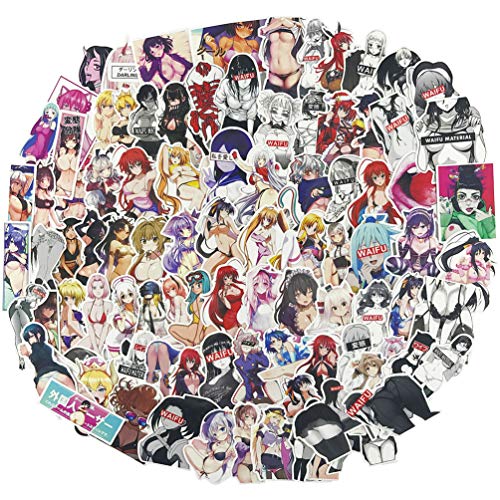 Product Cover Sexy Anime Girl Laptop Stickers 100pcs, Cute Trendy Adult Vinyl Computer Waterproof Water Bottles Skateboard Luggage Decal Graffiti Patches Decal