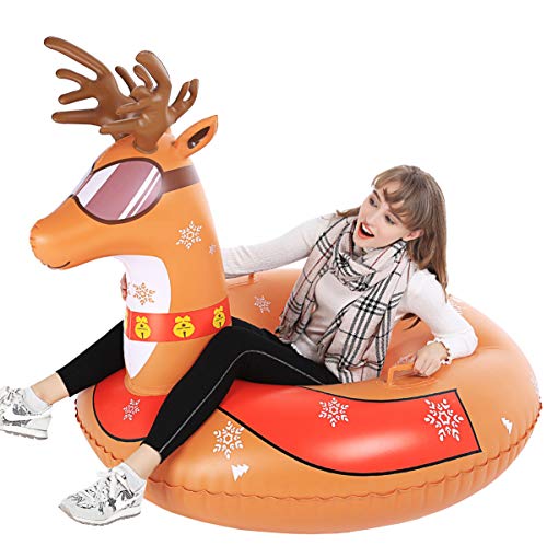 Product Cover Jasonwell Snow Tube - 47 Inch Inflatable Snow Sled Snow Toys for Kids and Adults Heavy Duty Reindeer Inflatable Snow Tube Winter Outdoor Toys for Kids and Adults