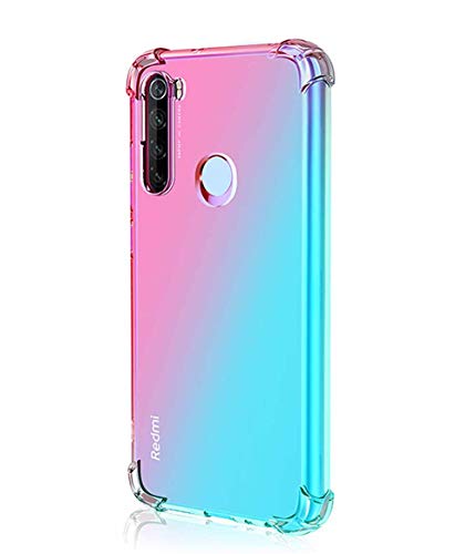 Product Cover Leychan for Xiaomi Redmi Note 8 Case, Shockproof TPU Bumper Case Double-Color Soft Rubber Anti-Drop Protective Case Cover Fit for Xiaomi Redmi Note 8 Phone (Pink Green)