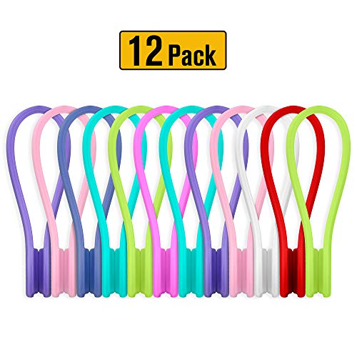 Product Cover Joseche Reusable Magnetic Cable Ties Cord Organizers - 12 Pack Cord Ties Cable Organizers Unique Gadgets for Cable Management and Organization,Hanging & Holding Stuff,Fidgeting,or Just for Fun