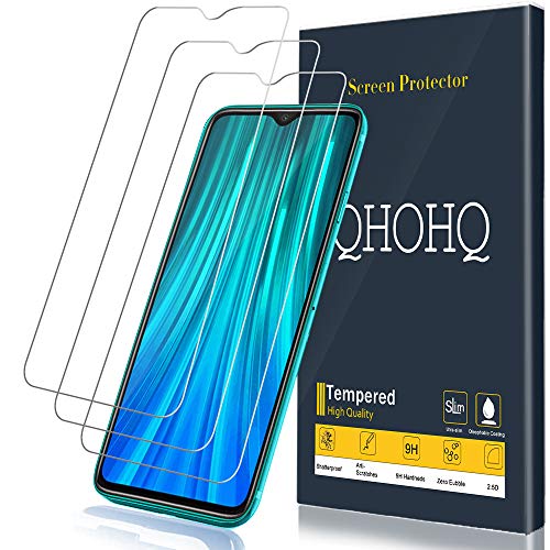 Product Cover [3-Pack] QHOHQ Screen Protector for Xiaomi Redmi Note 8 Pro,[9H Hardness] HD Transparent Scratch-Resistant [Bubble Free] Tempered Glass