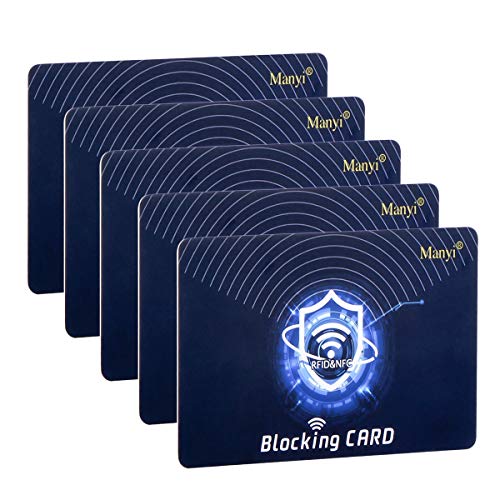 Product Cover 5Pcs RFID Blocking Card, Protection Entire Wallet and Purse Shield, Contactless NFC Bank Debit Credit Card Protector Blocker (Blue)