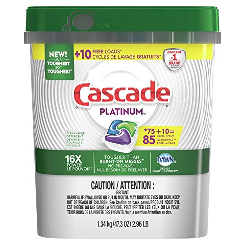 Product Cover Cascade Platinum ActionPacs Dishwasher Detergent, Fresh Scent, 85 Count