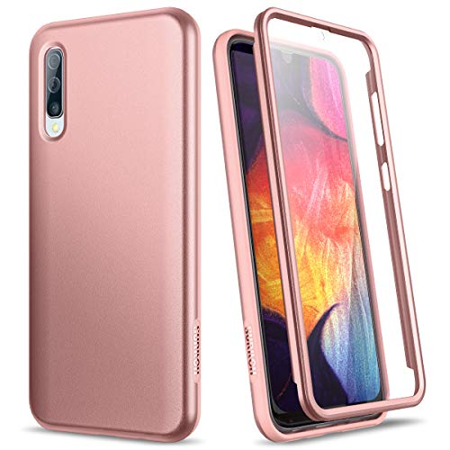 Product Cover SURITCH Case for Galaxy A50, [Built-in Screen Protector] Rose Gold Marble Hard Shockproof Rugged Full-Body Hybrid Bumper Cover for Samsung Galaxy A50 (Rose Gold)