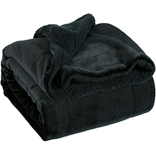 Product Cover Bedsure Sherpa Fleece Blanket Throw Size Black Plush Throw Blanket Fuzzy Soft Blanket Microfiber