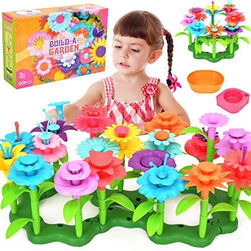 Product Cover Victostar Flower Building Toy Garden Building Blocks Toy Set for Kids, 98 PCS Educational Toy Creative Playset for Age 4,5,6,7 Year Old Gifts