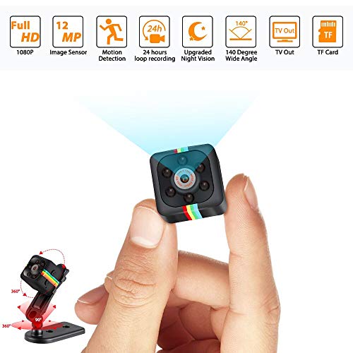 Product Cover Mini Hidden Camera Spy Cop Cam Wireless with Video Camera Full HD 1080P Night Vision Motion Detection Support SD Card Small Surveillance Nanny Cam for Home Car Drone Office and Sports Outdoor