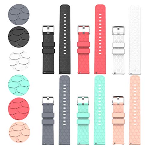 Product Cover Compatible with Garmin Vivoactive 4S Bands Accessory Sport Colourful Silicone Bracelet, 6Pack 18MM Quick Release Strap Wristbands for Garmin Vivoactive 4S Smartwatch, Soft and Durable