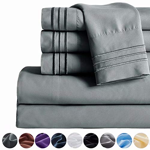 Product Cover SAKIAO -6PC King Size Bed Sheets Set - Brushed Microfiber 1800 Thread Count Percale - 16