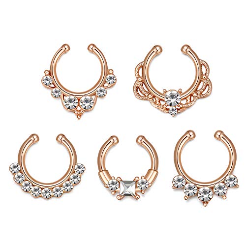 Product Cover Chatoyant Premium Fake Nose Rings Face Nose Ring Hoop Fake Septum Piercing Faux Septum Ring Non Piercing Clip on Nose Ring Body Jewelry