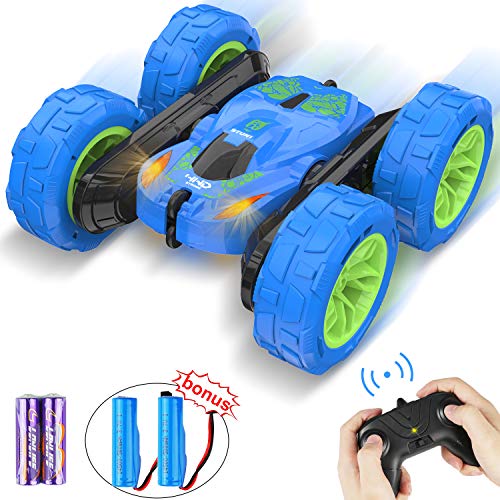 Product Cover Remote Control Car Toy, 360° Flip RC Cars for Kids, 4WD 2.4GHz Stunt Car, Double Sided Rotating Electric Radio RC Crawler Vehicles for Boys & Girls, Christmas Birthday Gifts Toys (Blue)