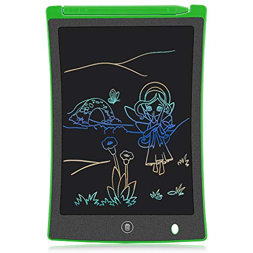 Product Cover KURATU LCD Writing Tablet 8.5 inch Electronic Colorful Drawing Pad for Kids Portable Reusable E-Writer Elder Message Board Digital Handwriting Pad Doodle Board for School Fridge or Office (Green)