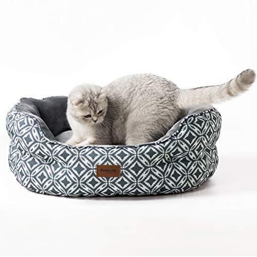 Product Cover Petsure Self Warming Cat Beds for Indoor Cats - Reversible Heated Cat Bed for Joint-Relief and Sleep Improvement - Machine Washable Dog Bed - Grey, 25x21x9 inches
