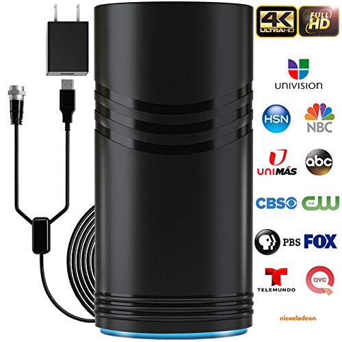 Product Cover [All New 2019] Amplified HD Digital TV Antenna Long 120 Miles Range - Support 4K 1080p Fire tv Stick and All Older TV's - Indoor Powerful HDTV Amplifier Signal Booster - 18ft Coax Cable/AC Adapter