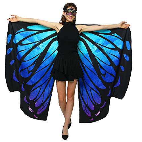 Product Cover Halloween/Party Costumes,Double-Sided Printing Fabric Butterfly Wings for Women,Butterfly Fairy Ladies Costume Accessory