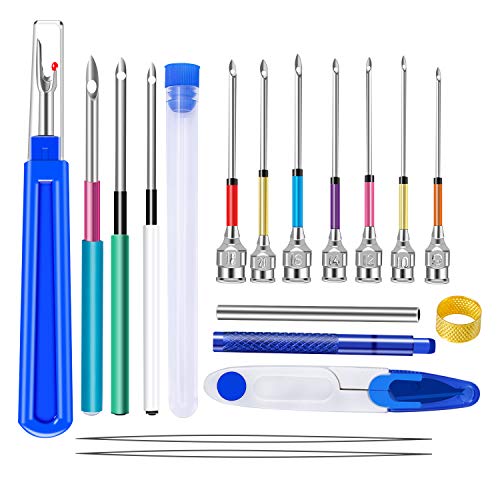 Product Cover BAGERLA 18 Pieces Punch Needle Tool, Punch Needle Embroidery Kits, Cross Stitch Tools Kit, Big Seam Ripper, Scissors, Threader and Thimble for Embroidery Floss Poking Cross Stitching Beginners