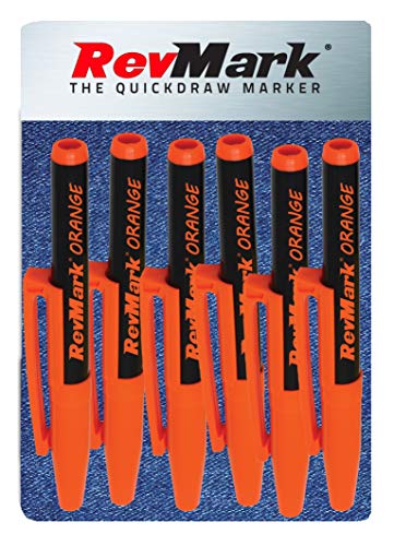 Product Cover RevMark Industrial Marker - Orange Ink - Standard Tip - 6 Pack, Made in the USA. Bright Ink perfect for metal, pvc, pipe wood and replaces a paint marker.