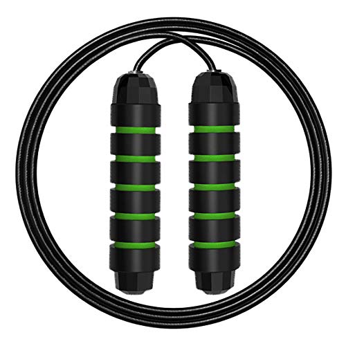 Product Cover ZODAE Jump Rope Tangle-Free Ball Bearings Speed Skipping Rope Cable, Jumping Ropes with Memory Foam Ideal for Crossfit Training, Boxing (Green)