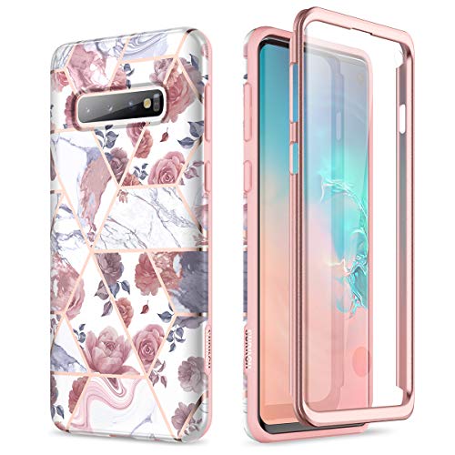 Product Cover SURITCH Case for Galaxy S10 Plus [Built-in Screen Protector] Rose Gold Marble Full-Body Shockproof Protection Rugged Cover for Samsung Galaxy S10 Plus(Rose Marble)