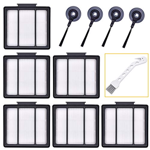 Product Cover Sauberlife 11Pack Replacement Parts HEPA Filter and Side Brushes for Shark ION Robot RV700_N RV720_N RV750_N RV850 RV850BRN RV851WV RV850BRN/WV (6filter+4side Brushes+1clean Brush)