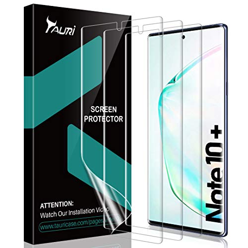 Product Cover TAURI [3 Pack] Screen Protector for Samsung Galaxy Note 10 Plus/Note 10 Plus 5G, [No Liquid, Easy Installation] Case-Friendly Anti-Bubble HD Clear TPU Film