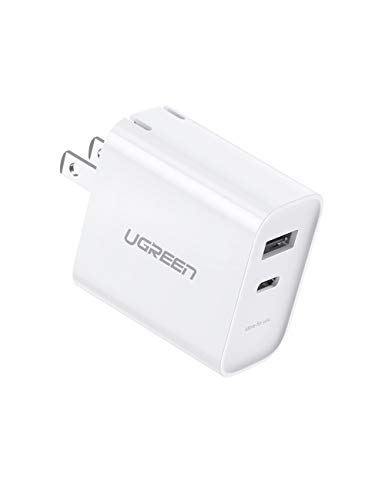 Product Cover UGREEN USB C Charger 18W 2 Port PD Charger with QC3.0 Port Power Delivery for iPhone 11 Pro Max Xs Max XR X 8 Plus, iPad Pro, Google Pixel 3a XL, Samsung Galaxy S10+ S9+, LG V50 ThinQ 5G G8 ThinQ