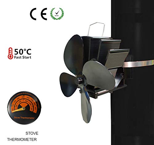 Product Cover PANDA100 Heat Powered Stove Fan-2019 Upgrade Designed Silent Operation 4 Blades with Stove Thermometer for Wood/Log Burner/Fireplace-Eco Friendly and Efficient Heat Distribution (4 Blades)