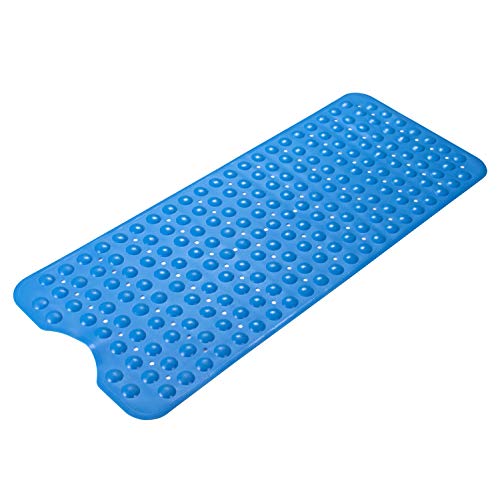 Product Cover AmazerBath Bath Tub Mat, Larger Suction Cups Bath Mats with Strong Grip, Eco-Friendly TPE Material, Soft and Odorless, Machine Washable, Non-Slip Shower Mats for Bathroom, 39 x 16 Inches (Blue)