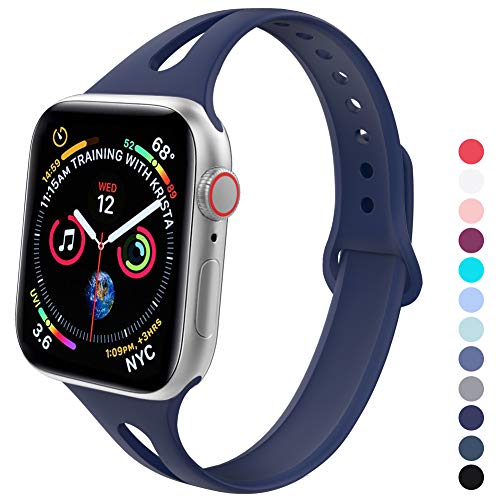 Product Cover GeekSpark Slim Band Compatible with Apple Watch 38mm 40mm, Soft Silicone Sport Narrow Wristband for iWatch Series 4, Series 3, Series 2, Series 1, Women Men Midnight Blue