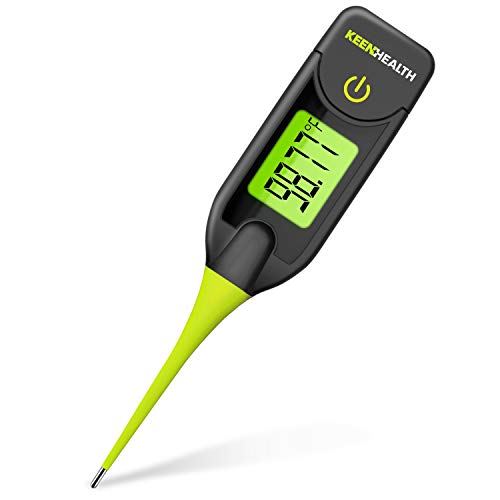 Product Cover KeenHealth - Digital Thermometer - Rectal and Oral Thermometer Approved for Kids and Adults - Fast and Accurate - 20 Seconds - More Precision with 2 Decimals - Flexible and Waterproof (Green)