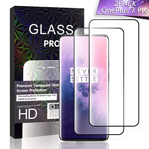 Product Cover JKPNK Oneplus 7 Pro Glass Screen Protector [2 Pack], Full Coverage HD Tempered Glass Screen Protector [Anti-Glare] Anti-Scratch [Bubble-Free] Screen Protector for Oneplus 7 Pro