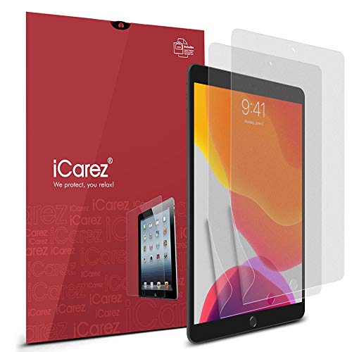 Product Cover iCarez [Anti-Glare] Matte Screen Protector for Apple 2019 New iPad 10.2-inch (7th Gen) [2-Pack] Premium Easy to Install Reduce Fingerprint Bubble Free with Hinge Installation